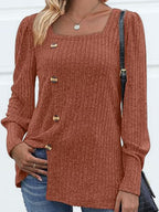 Decorative Button Square Neck Top (2)