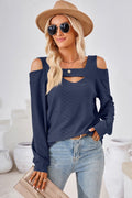 Cutout Square Neck Cold Shoulder T-shirt