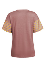 Striped Round Neck Short Sleeve T-shirt (15)