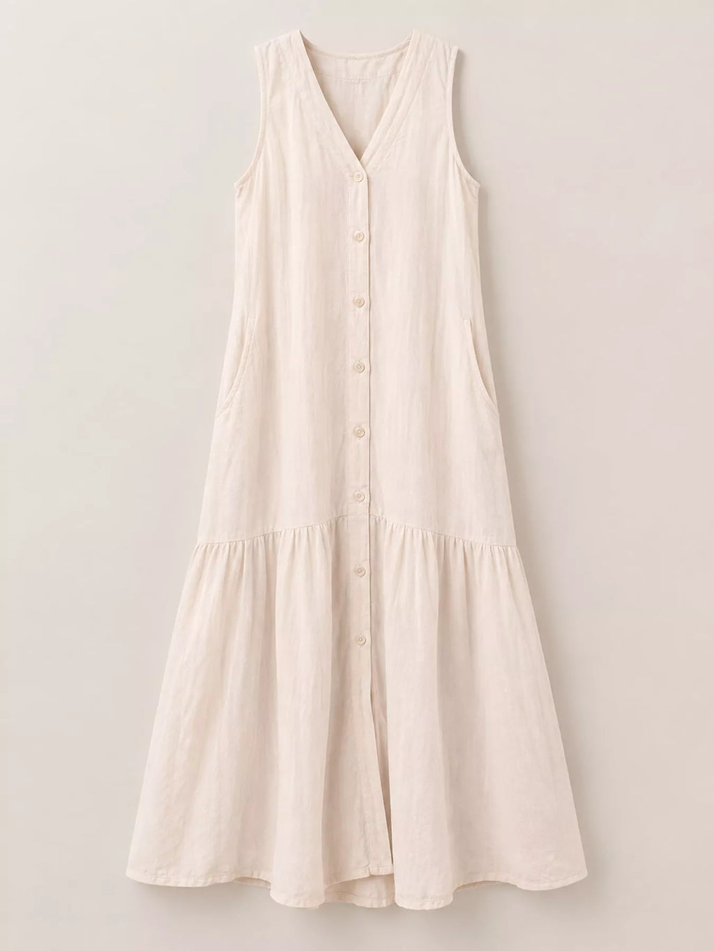 Full Size V-neck Button Front Sleeveless Midi Dress Plus (9)