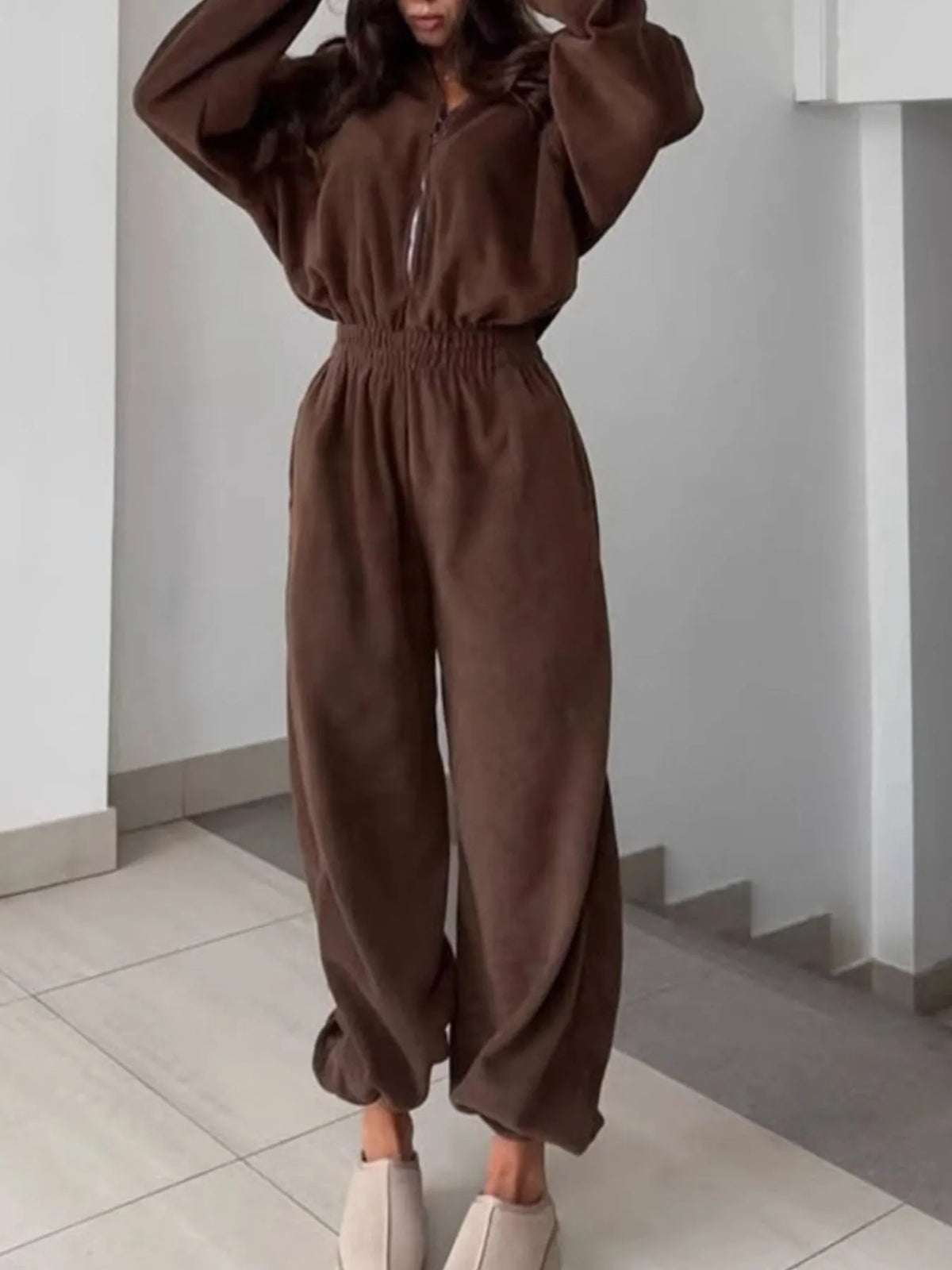 Zip Front Long Sleeve Jumpsuit (3)