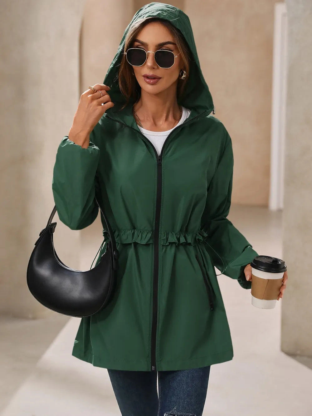 Outdoor Waterproof Long Sleeve Hooded Windbreaker (18)