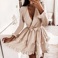 Flared Sleeves Ruffles V Neck variant CJLY120710201AZ|CJLY120710202BY|CJLY120710203CX|CJLY120710204DW