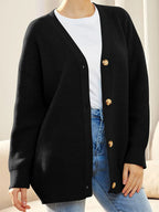 Button Down V-neck Long Sleeve Cardigan (19)