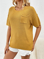 Round Neck Half Sleeve Knit Top (7)