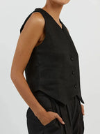 Full Size V-neck Vest Wide Leg Pants Set Plus (9)