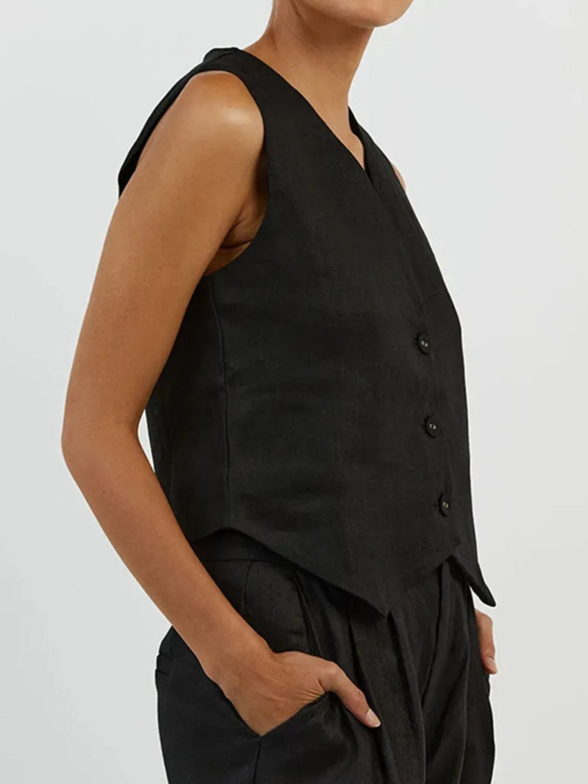 Full Size V-neck Vest Wide Leg Pants Set Plus (9)