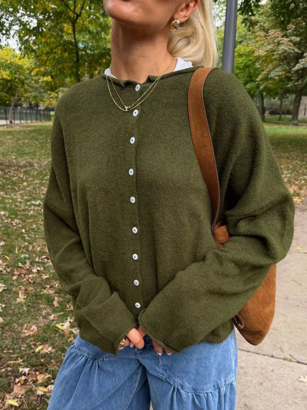 Button-down Dropped Shoulder Cardigan (11)