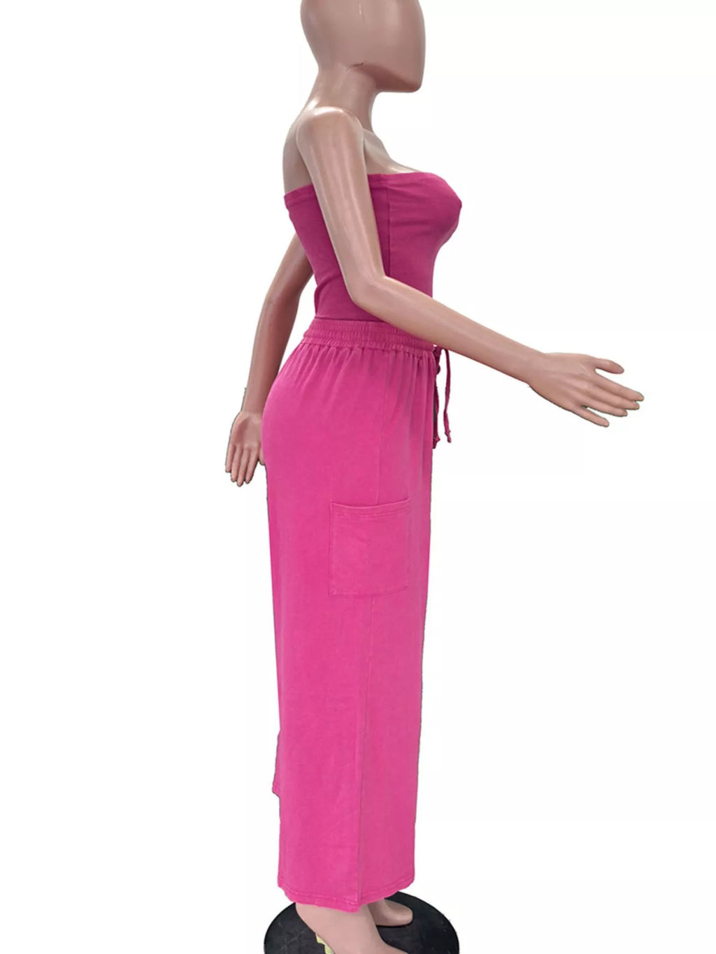 Drawstring Strapless Wide-leg Jumpsuit (5)
