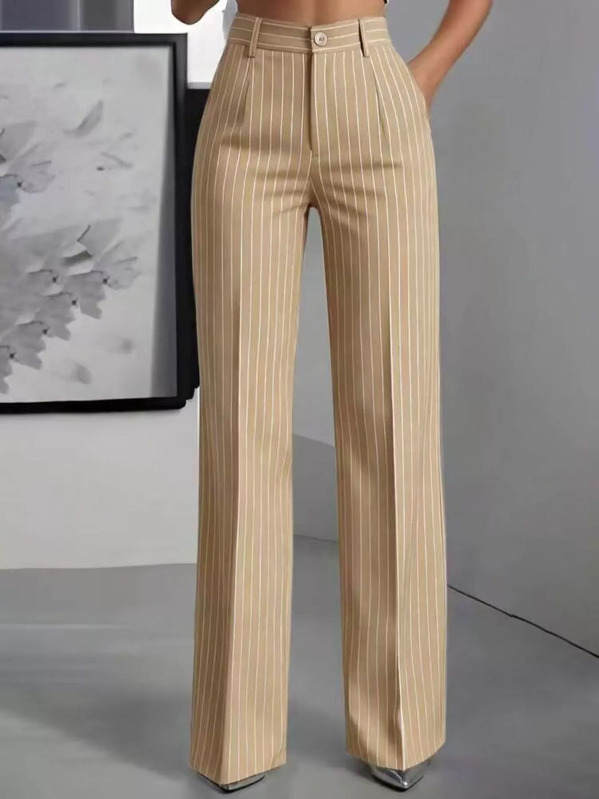 High-waisted Striped Wide-leg Pants (10)