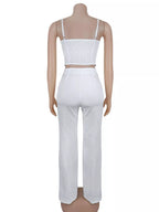 Decorative Button Smocked Back Cami Wide Leg Pants Set (9)
