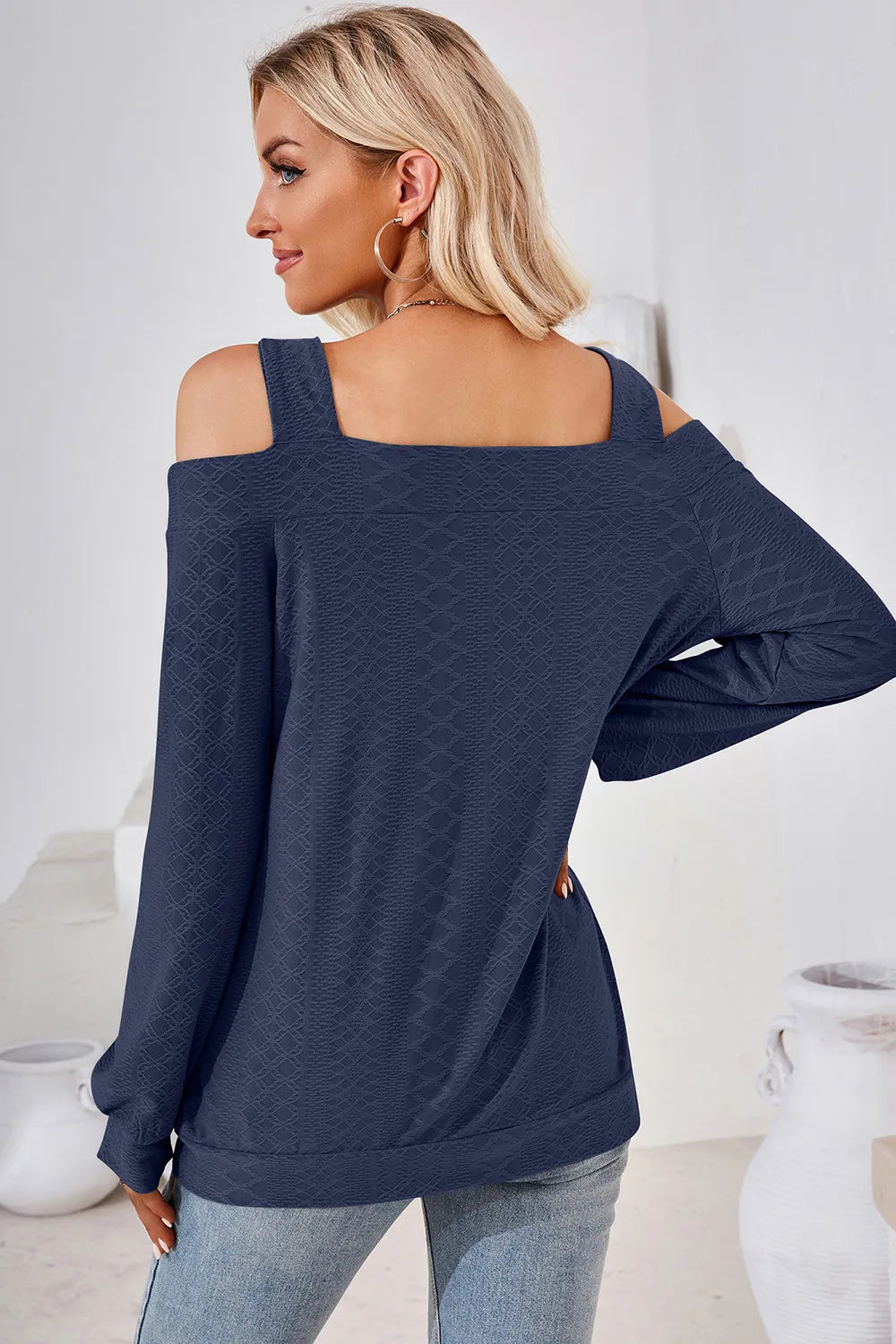 Cutout Square Neck Cold Shoulder T-shirt (2)