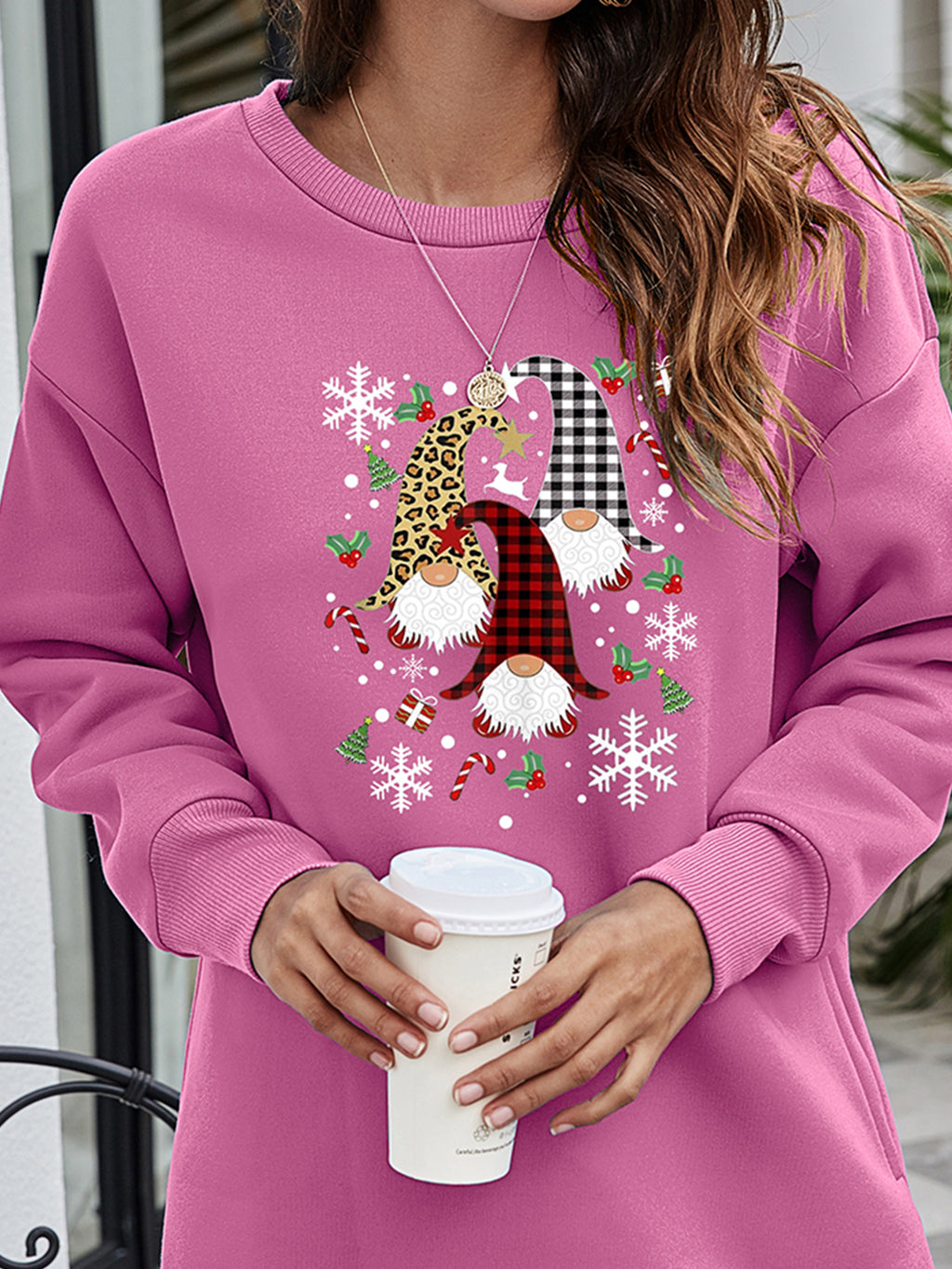 Graphic Round Neck Dropped Shoulder Sweatshirt (12)