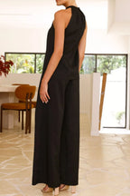 Halter Neck Top Wide Leg Pants Set (11)