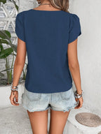 Decorative Button Asymmetrical Neck Blouse (12)