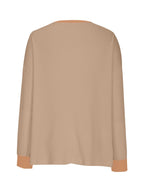 Waffle Knit Round Neck Long Sleeve T-shirt (15)
