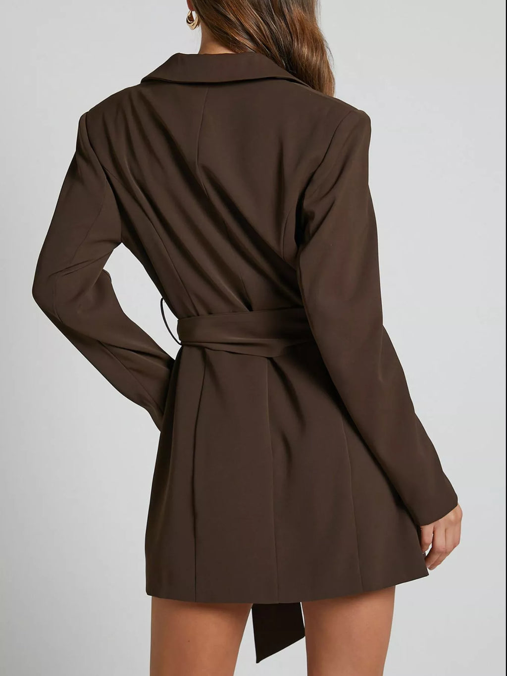 Lapel Collar Tie Waist Blazer (16)