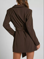 Lapel Collar Tie Waist Blazer (16)