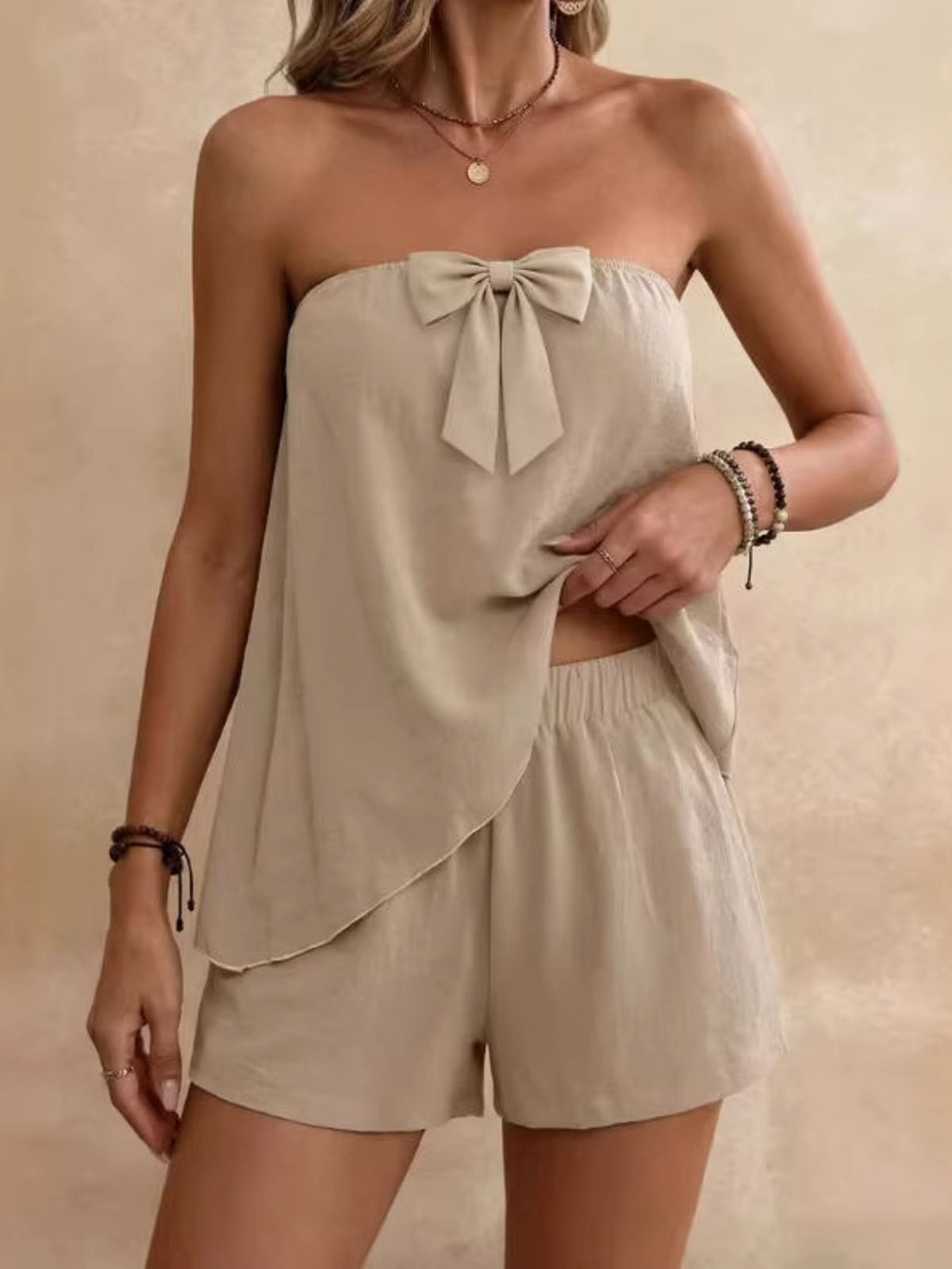Bowknot Tube Top Shorts Set (5)