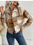 Plaid Button-front Cropped Jacket (14)