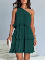 Layered Single Shoulder Mini Dress (17)