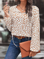Printed Tie Neck Long Sleeve Blouse (11)