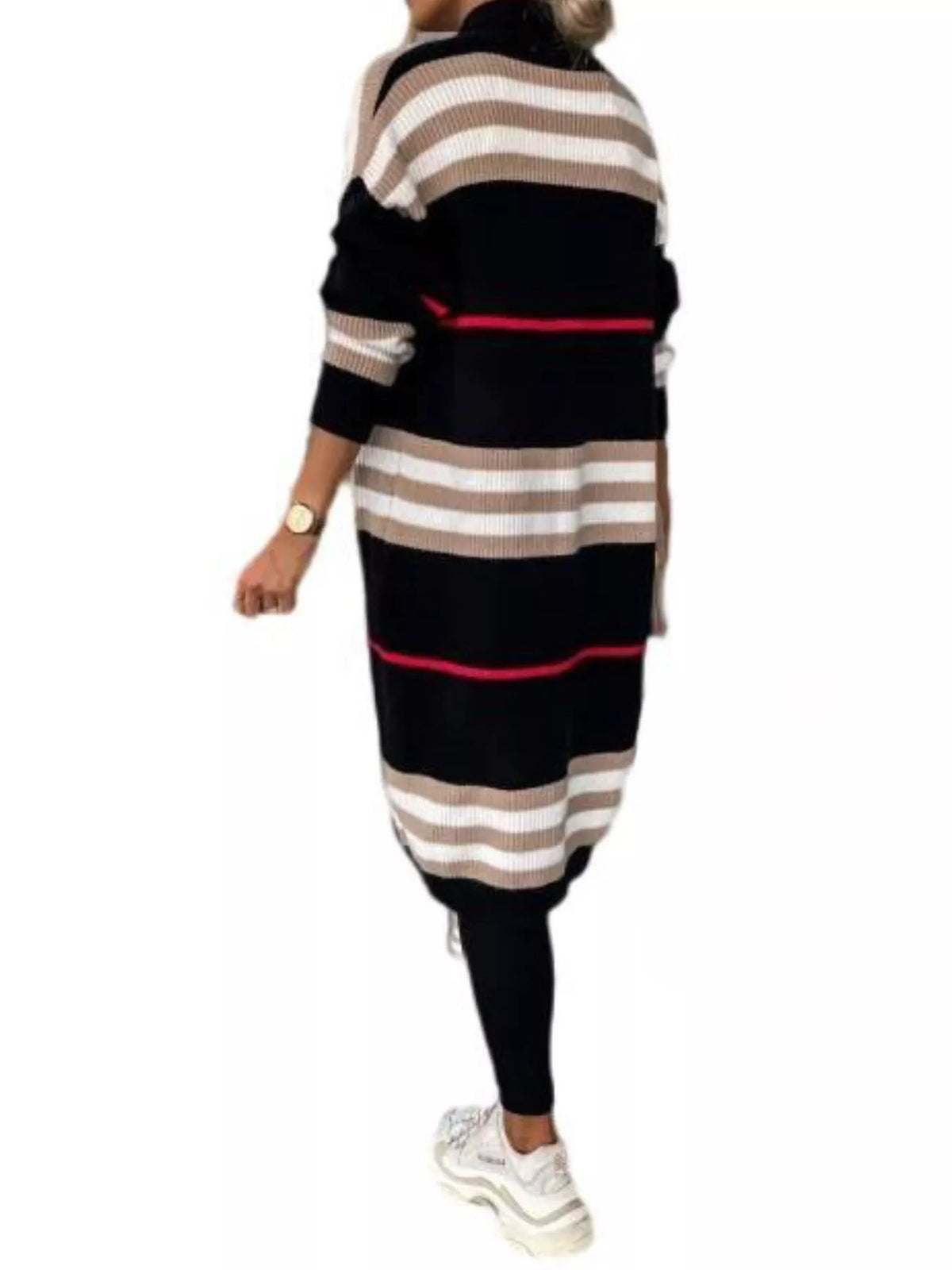 Striped Longline Open Front Cardigan (9)