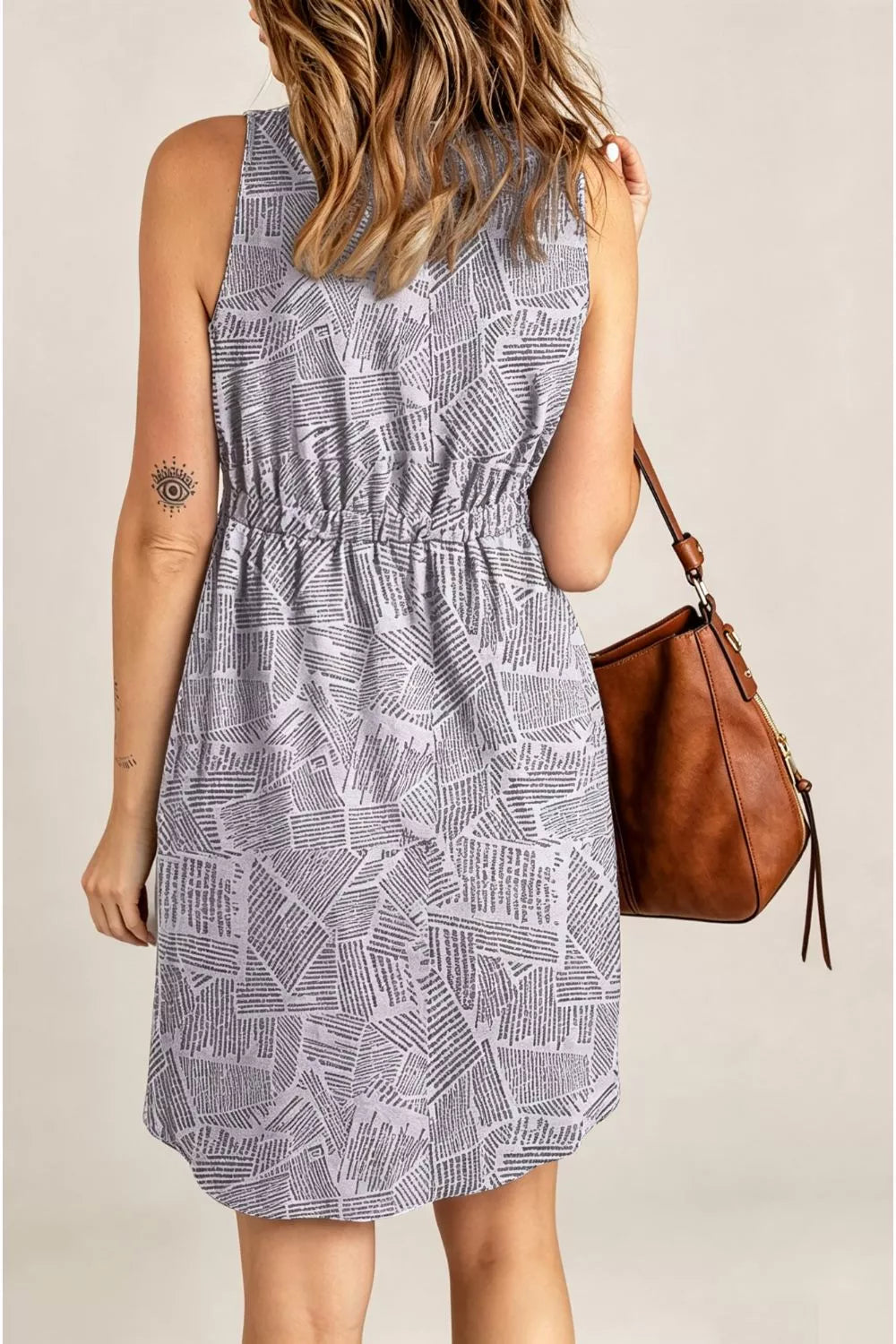 Printed Sleeveless Button Dress (3)