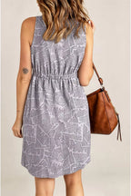 Printed Sleeveless Button Dress (3)