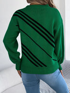 Striped Pattern Casual Round Neck Sweater (17)