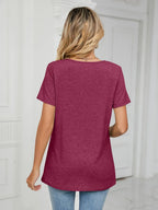 Ruched V-neck Short Sleeve T-shirt (8)
