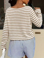 Boat Neck Striped Long Sleeve T-shirt (23)