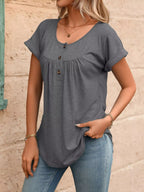 Casual Button Detail Henley T-shirt (32)