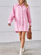 Button-down Raw Hem Denim Dress (5)