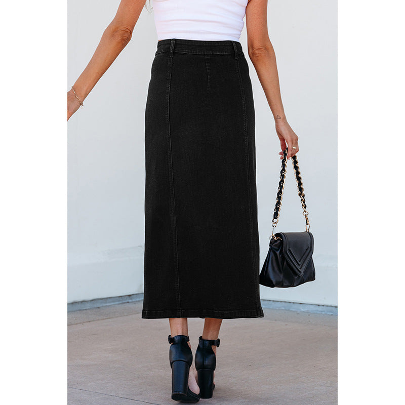 Button Irregular Slit Midi Dress photo 5