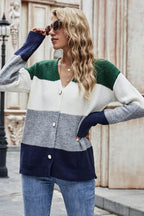 Block V-neck Button Down Cardigan (13)