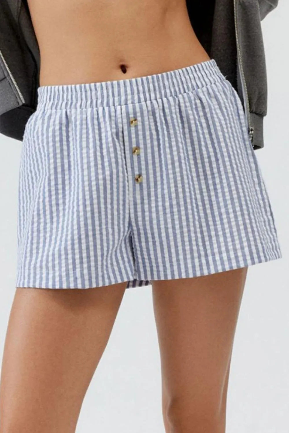 Striped Elastic Waist Shorts (16)