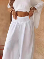 Full Size Boat Neck Top Wide Leg Pants Set Plus (6)