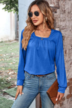 Ruched Square Neck Long Sleeve T-shirt (5)