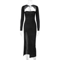 Hollow Out Slim Fit Slit Long Sleeve Dress Ifa variant CJLY185485901AZ|CJLY185485902BY|CJLY185485903CX