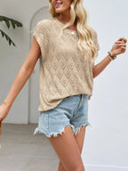 Openwork Short Sleeve Knit Top (7)