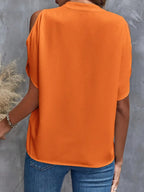 Notched Cold Shoulder Blouse (11)