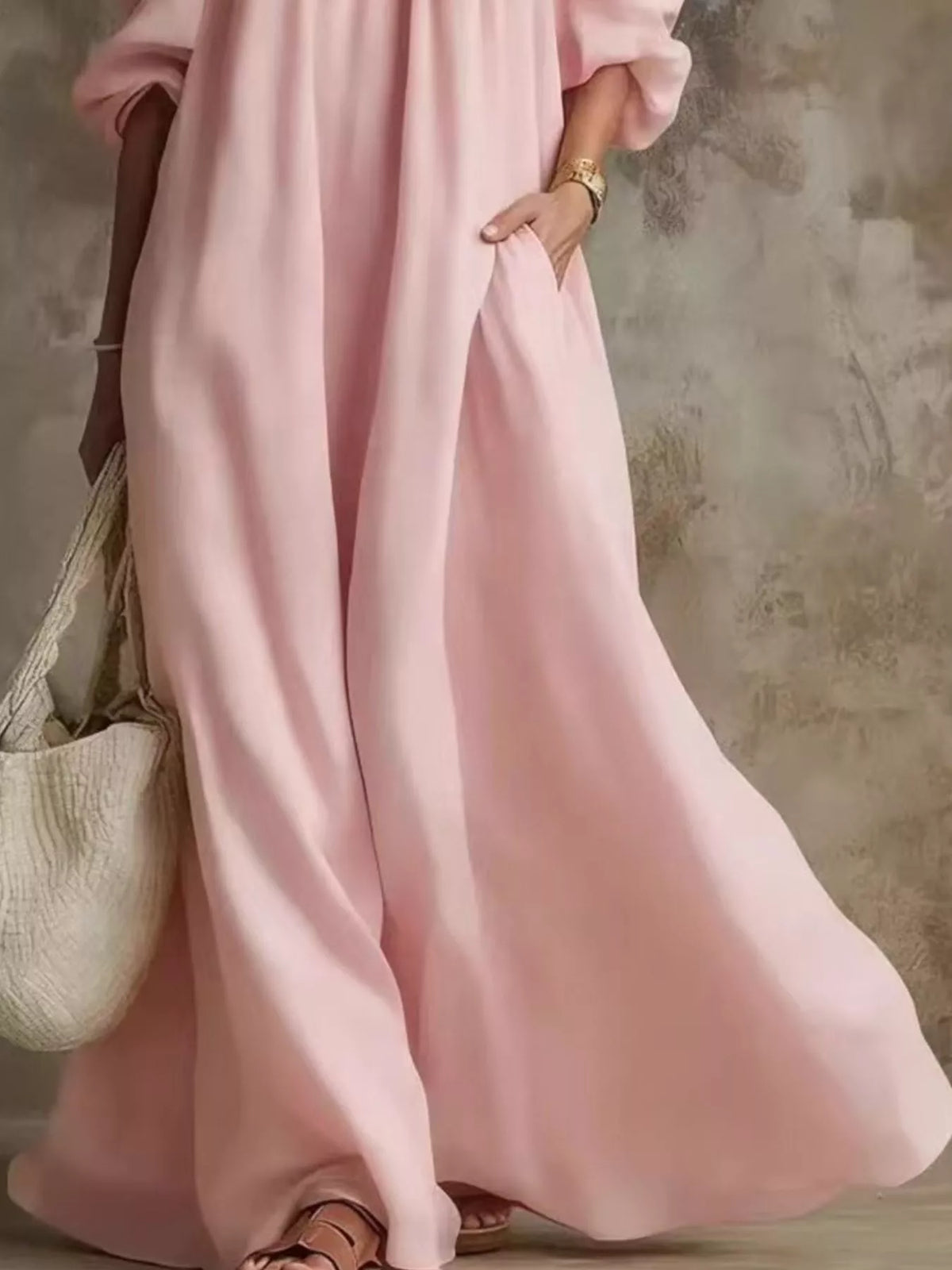 Full Size Cold-shoulder Linen Maxi Dress Plus (9)