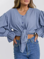 Button Up Flounce Sleeve Shirt (13)