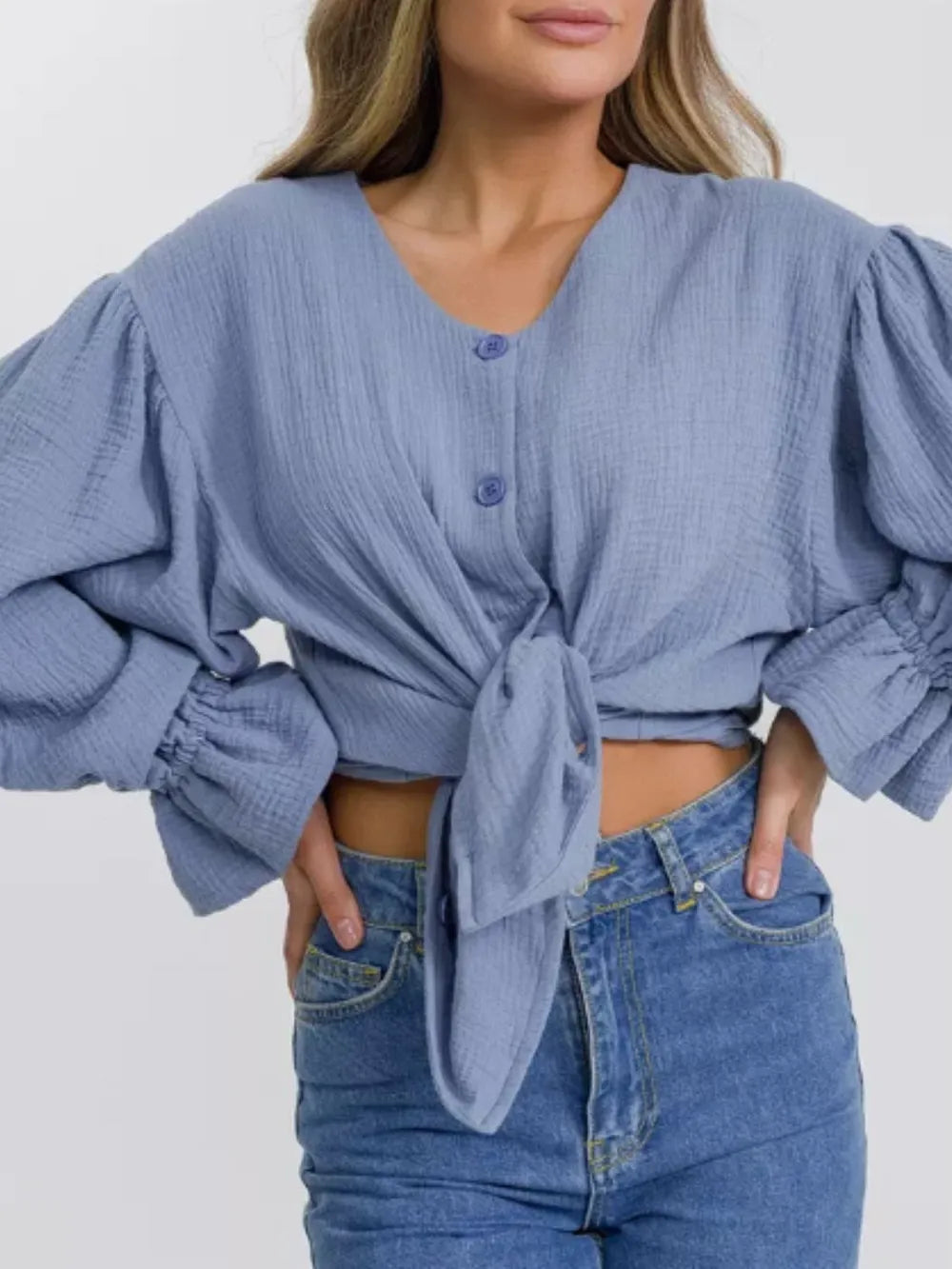 Button Up Flounce Sleeve Shirt (13)