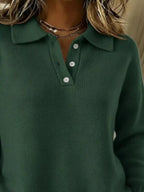 Full Size Half Button Collar Drop Shoulder Sweater Plus (12)