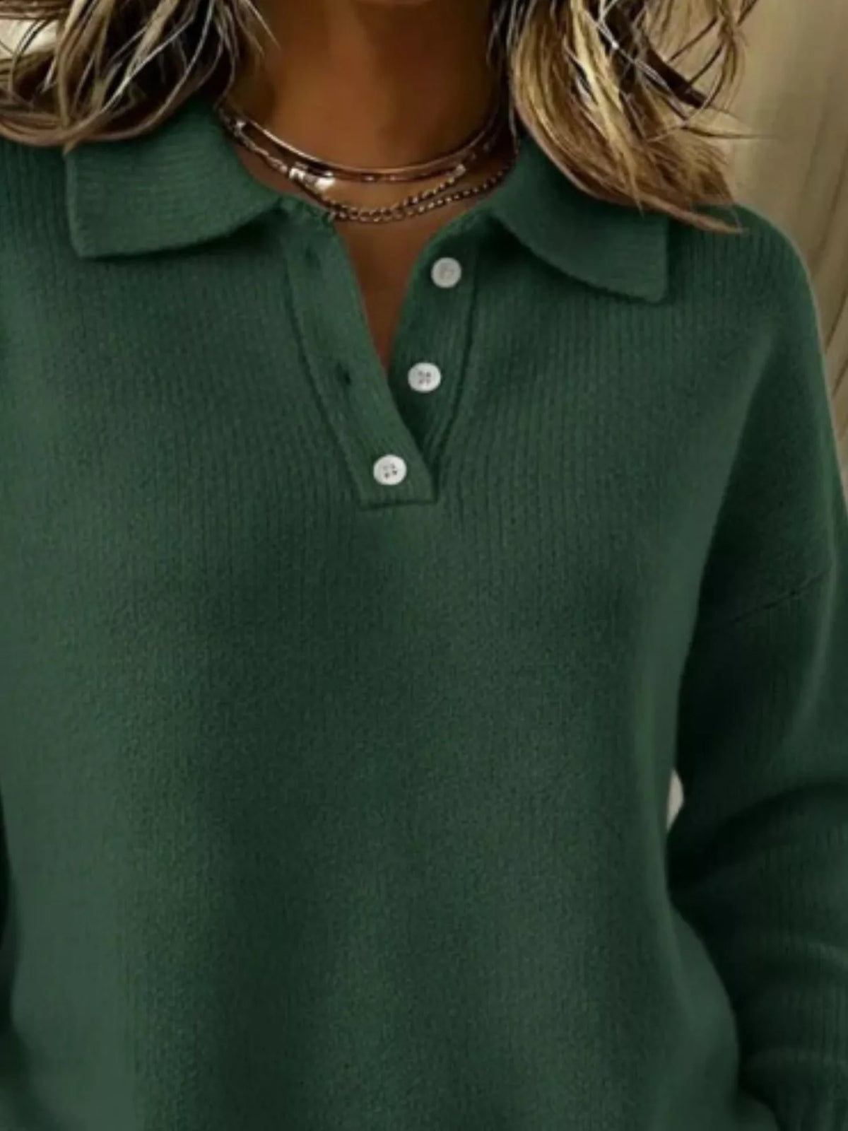 Full Size Half Button Collar Drop Shoulder Sweater Plus (12)