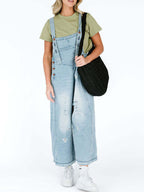 Distressed Wide Leg Denim Overalls (17)