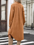Corduroy Shirt Dress Button-down Front (6)