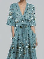 Floral Print Half Sleeve Wrap Maxi Dress (14)